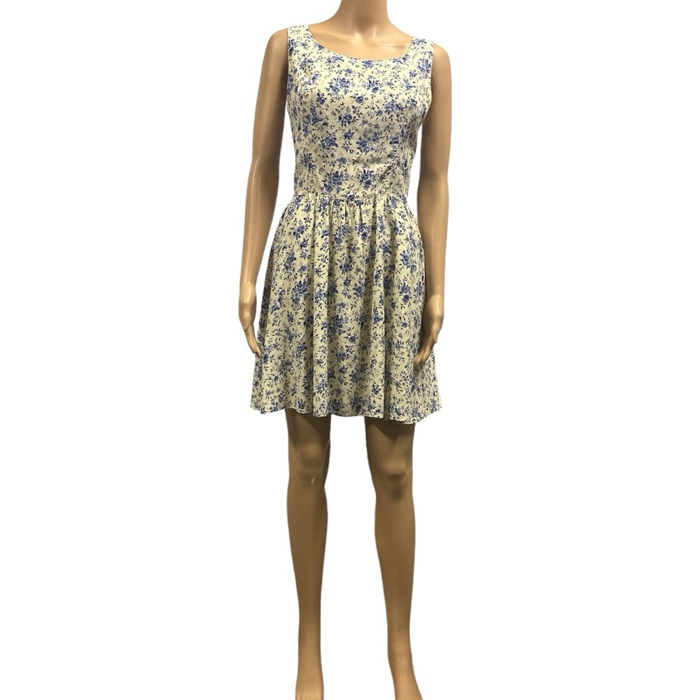 Paris Blues Vintage Y2K Yellow Floral Cut Out Tie Back Floral Dress Juniors 3